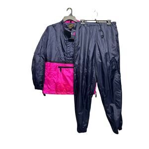 VTG Eddie Bauer Windbreaker Track Suit Women Small Nylon Pink Blue